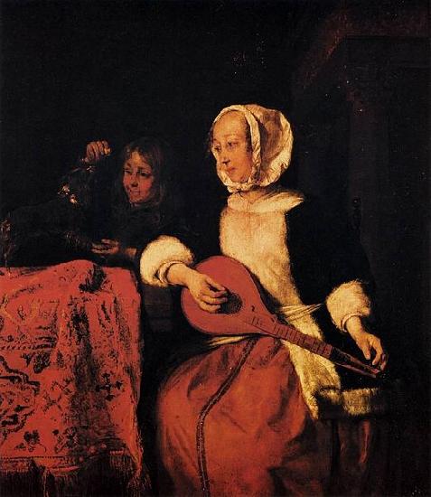 Gabriel Metsu Woman Tuning a Mandolin oil painting picture